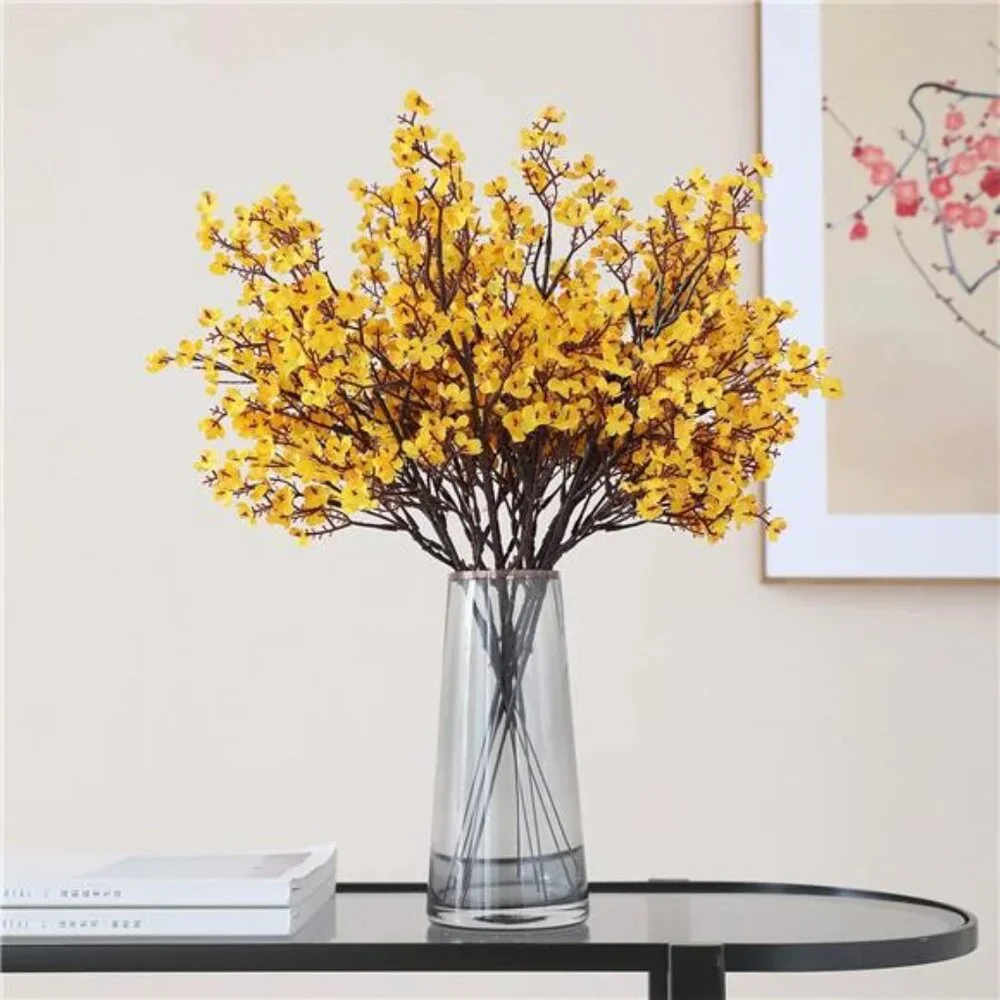 10 Pcs Artificial Babys Breath Flowers Orange Fake Silk Gypsophila Flowers